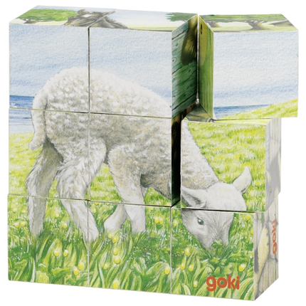 Puzzle de cubes - Animaux de la ferme, 9 cubes