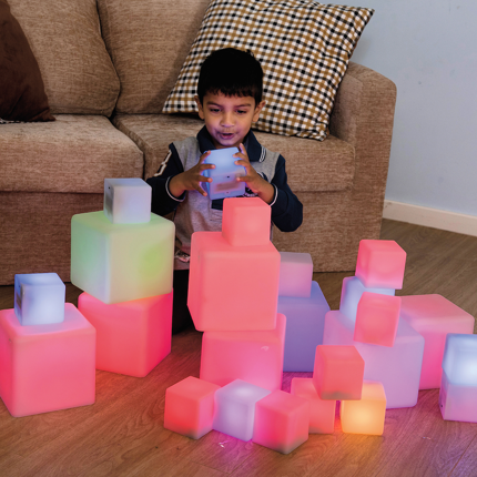 Blocs de construction sensoriels lumineux, 12 pcs