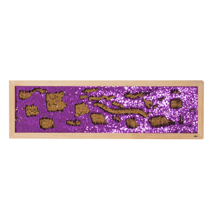Panneau mural sensoriel long à sequins, violet/or