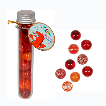 Billes en verre - Dragon rouge, 9 pièces