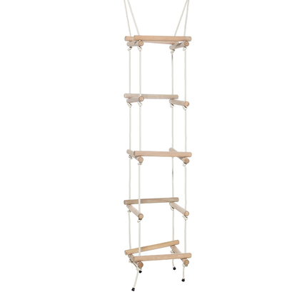 Échelle de corde en bois 4 côtés, cordes beiges