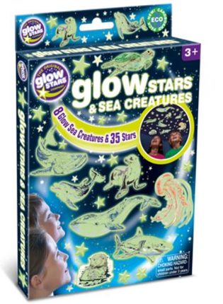 Autocollants Glow étoiles et anim. marins, 43 pcs