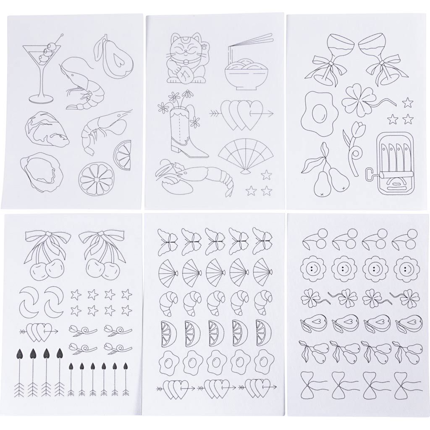 Feuilles de Broderie Hydrosolubles - Motifs, 6 pcs