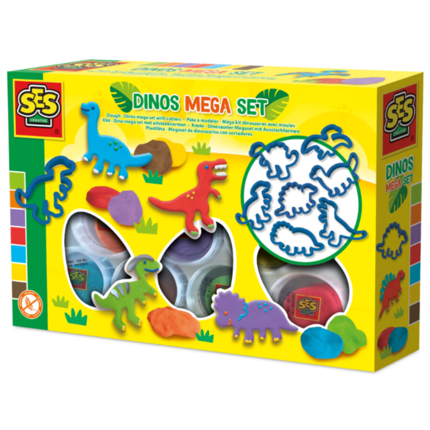 Pâte à modeler 7 × 90 g + 7 emporte-pièces dinos
