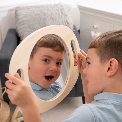 Miroir en bois à main