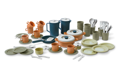 Kit service à café et vaisselle BIO, 79 pièces