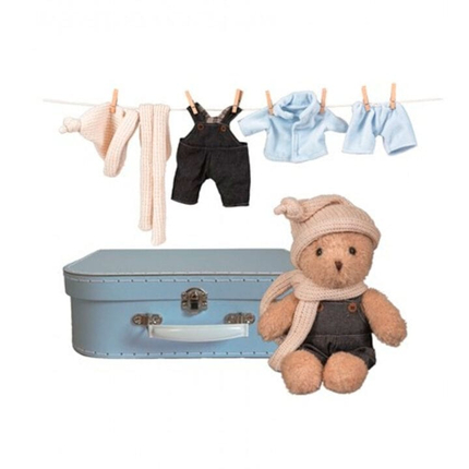 Morris l’ours en peluche avec valise et vêtements