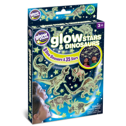 Autocollants Glow étoiles et dinosaures, 43 pcs