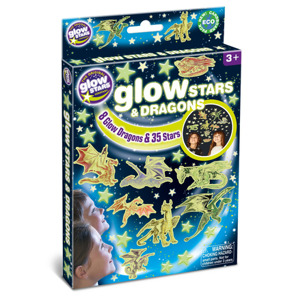 Autocollants Glow dragons et étoiles, 43 pcs