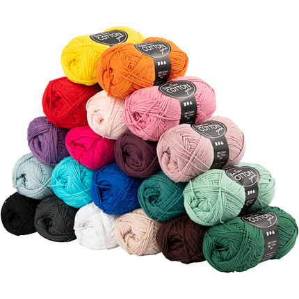 Fil coton - Assortiment de couleurs, 20 écheveaux