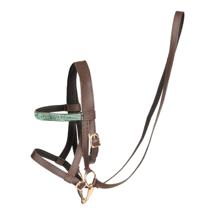 Acc. Cheval Roi - Bride, marron/strass verts