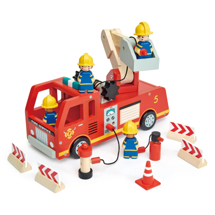 Camion de pompier en bois, 14 pièces