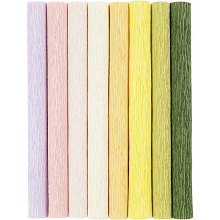 Papier crépon extensible, pastel, 8 feuilles