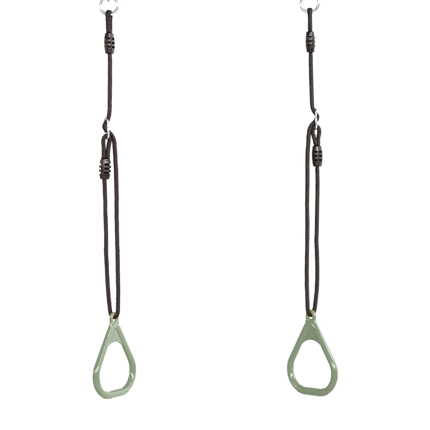 Anneaux de gym plastique - Vert sauge, corde noire