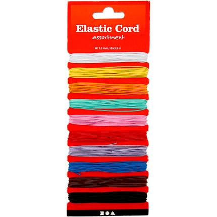 10 cordons élastiques Ø 1,2 mm, couleurs assorties