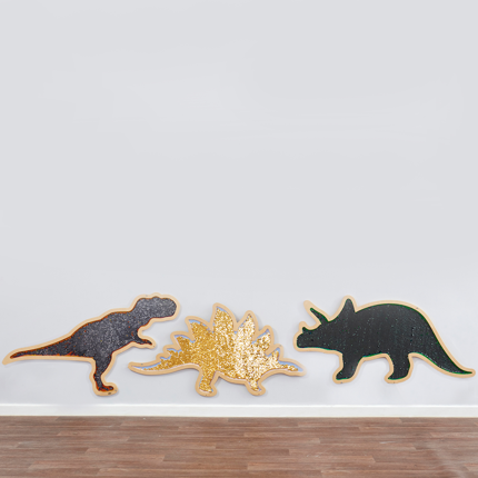 Panneaux sensoriels dinosaures à sequins, 3 pièces
