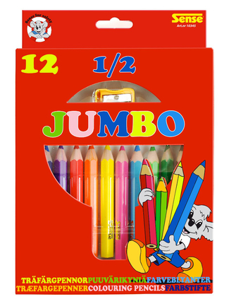Crayons de couleur 1/2 jumbo, 12 pièces