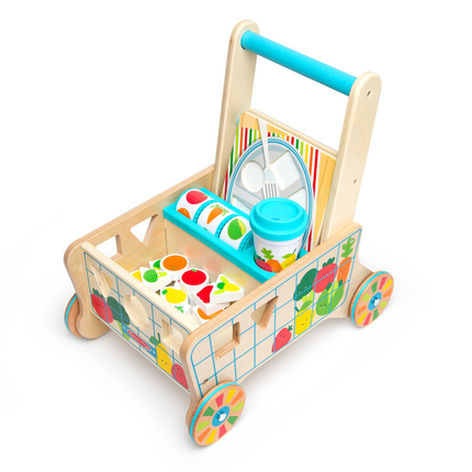 Chariot de marche caddie en bois + trieur formes