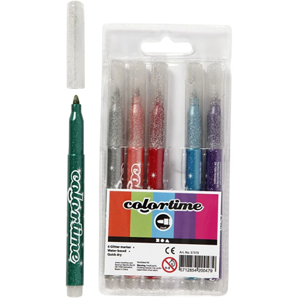 Feutres à paillettes Colortime, 6 pièces