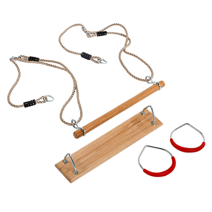Kit 3 en 1 balançoire, trapèze et anneaux