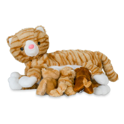 Famille de peluche - Chat tigré roux et chatons