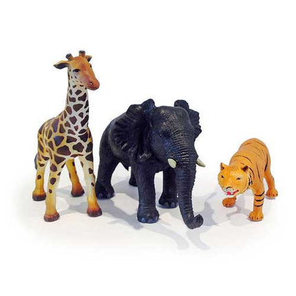 Animaux jungle 100 % caoutchouc naturel, 3 pièces