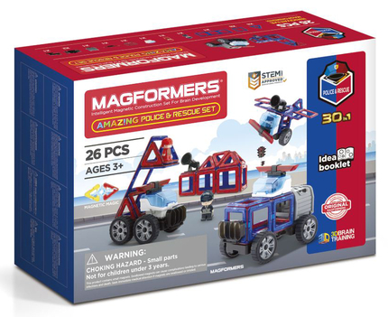 Magformers - Set Police et Secours, 26 pièces