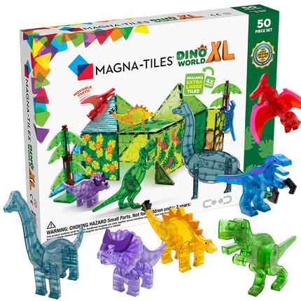 Magna-Tiles - Monde des dinosaures XL, 50 pièces