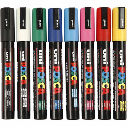 Feutres Posca PC-5M - Couleurs de base, 8 pièces