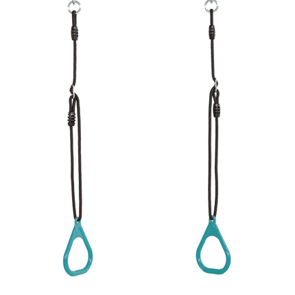 Anneaux de gym plastique - Turquoise, corde noire