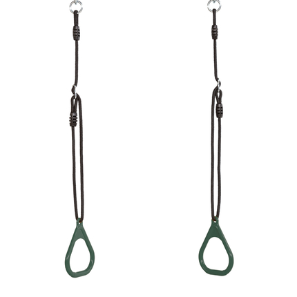 Anneaux de gym plastique - Vert foncé, corde noire