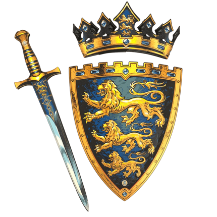 Kit épée + bouclier roi - Emblème des trois lions