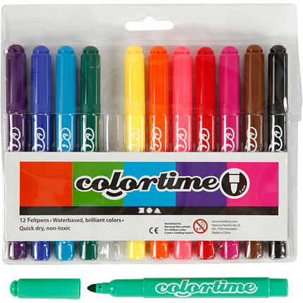 Feutres - couleurs classiques, 12 pcs