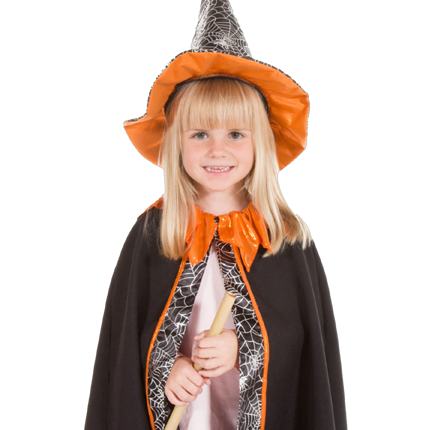 Cape et chapeau sorcière, taille 3/7 ans