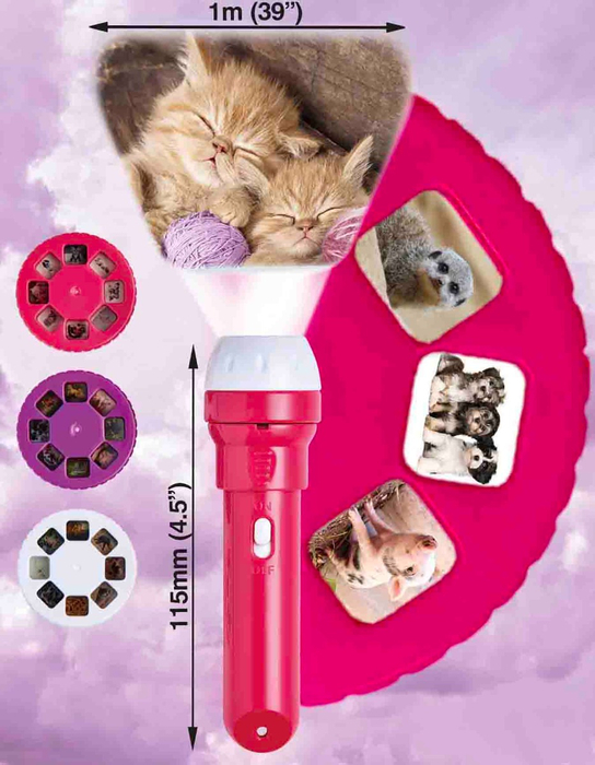 Lampe torche projecteur + diapos - Animaux mignons