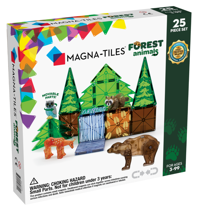 Magna-Tiles - Animaux de la forêt, 25 pièces