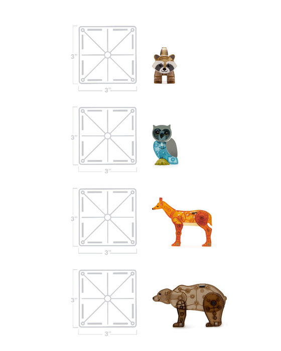 Magna-Tiles - Animaux de la forêt, 25 pièces