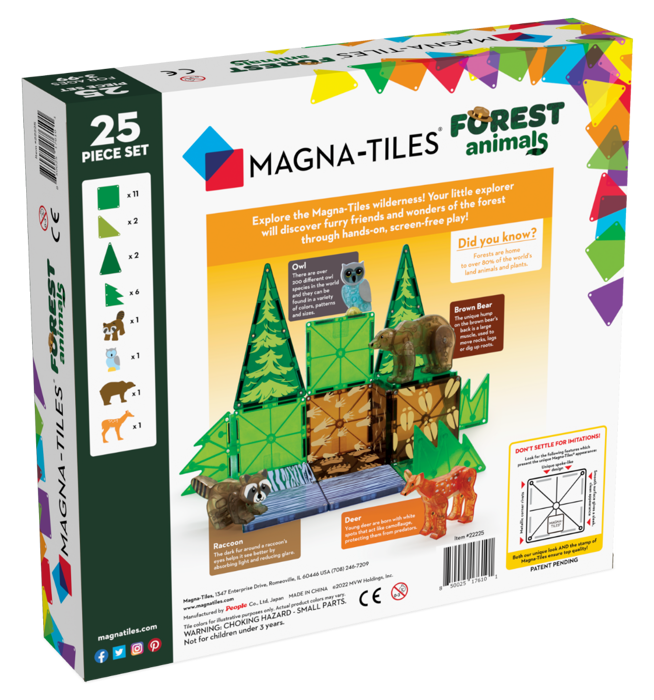 Magna-Tiles - Animaux de la forêt, 25 pièces